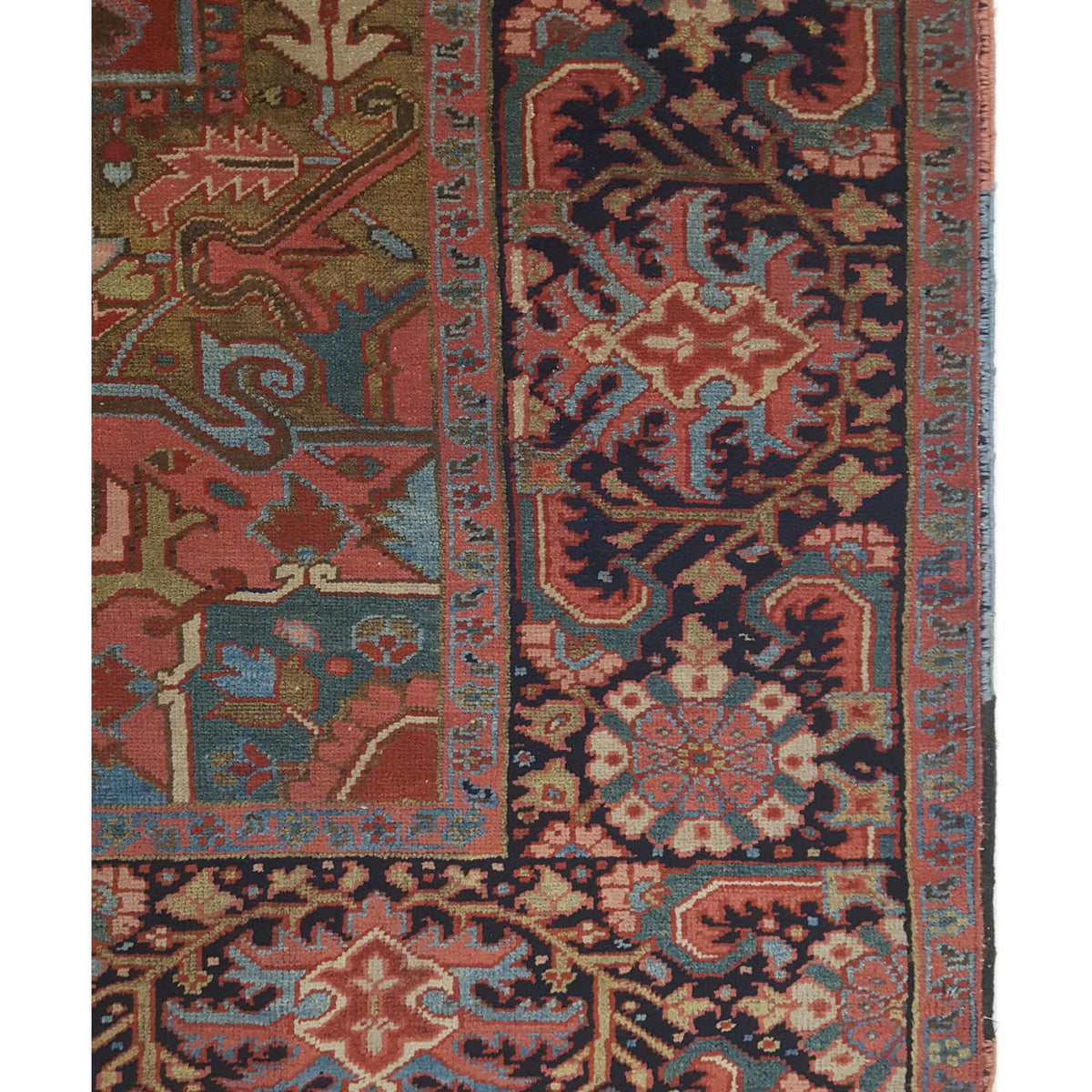 Pacific Heriz 67284 Coral Navy Traditional Hand Knotted Rug