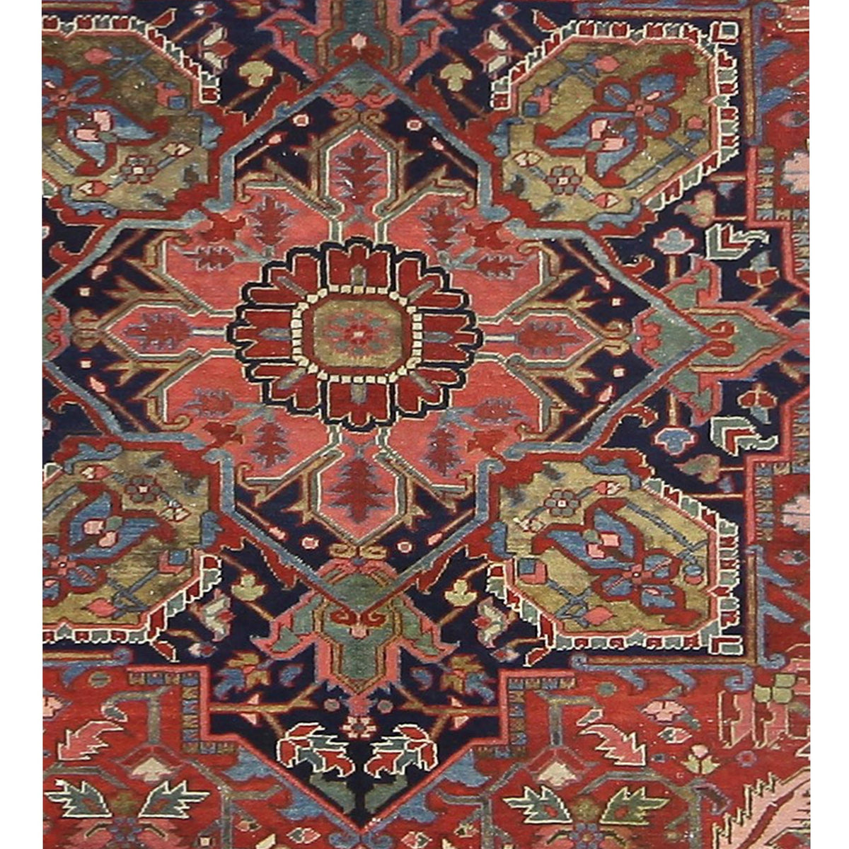 Pacific Heriz 67284 Coral Navy Traditional Hand Knotted Rug