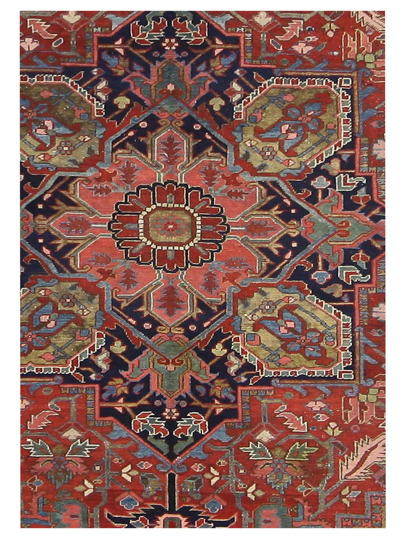 Pacific Heriz 67284 Coral Navy Traditional Hand Knotted Rug