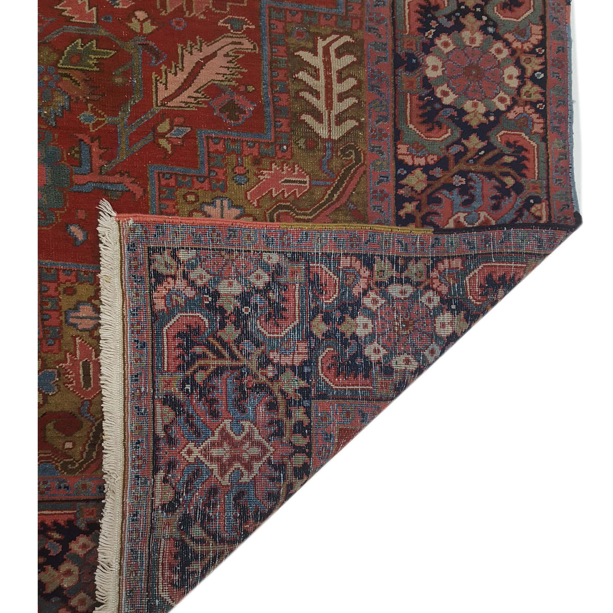 Pacific Heriz 67284 Coral Navy Traditional Hand Knotted Rug