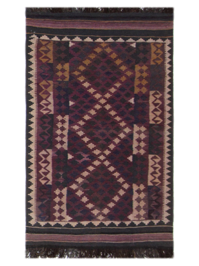Pacific Kilim Maimana  Black Purple Kilim