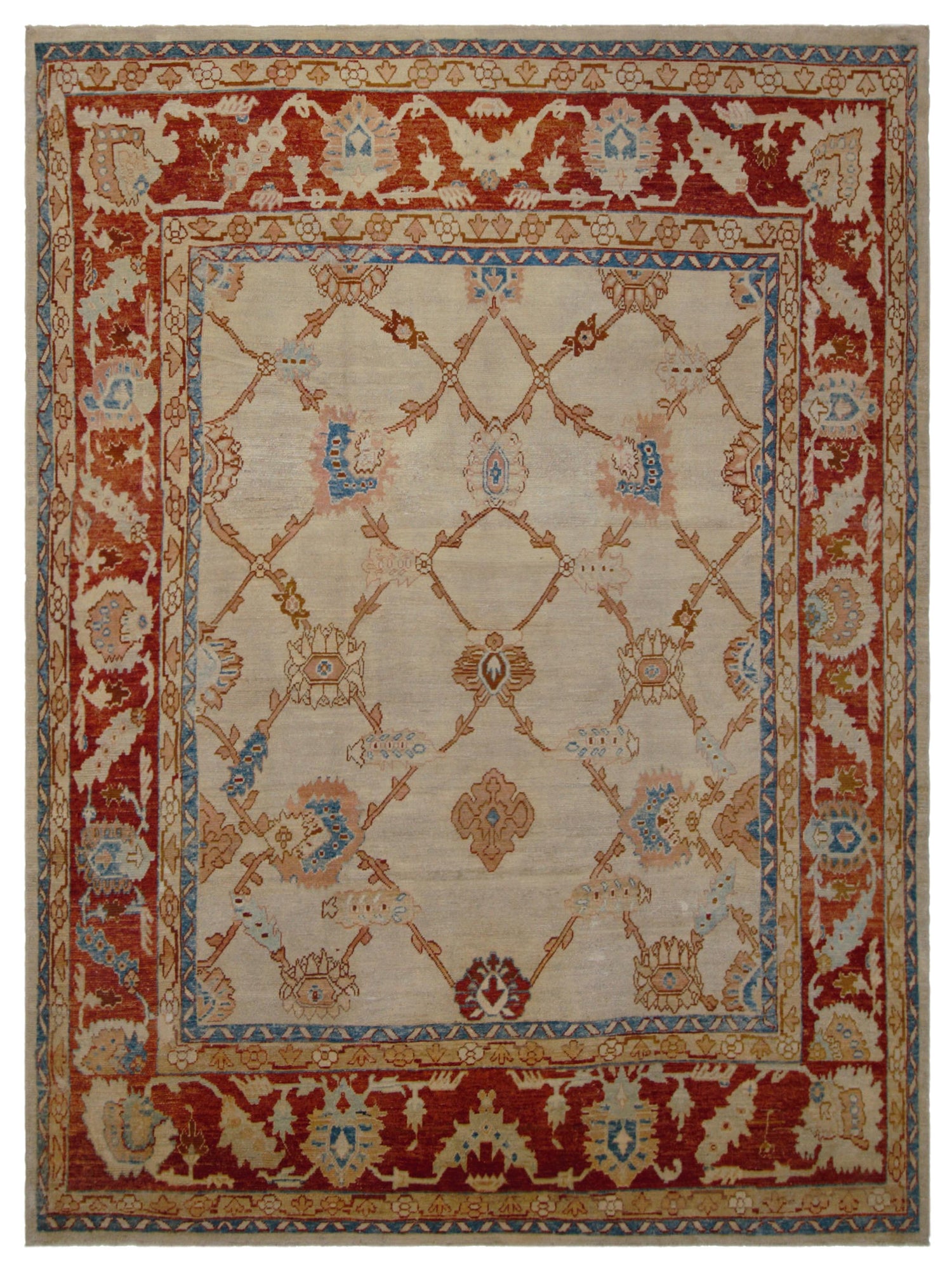 Pacific Ushak   Beige Burgundy Traditional