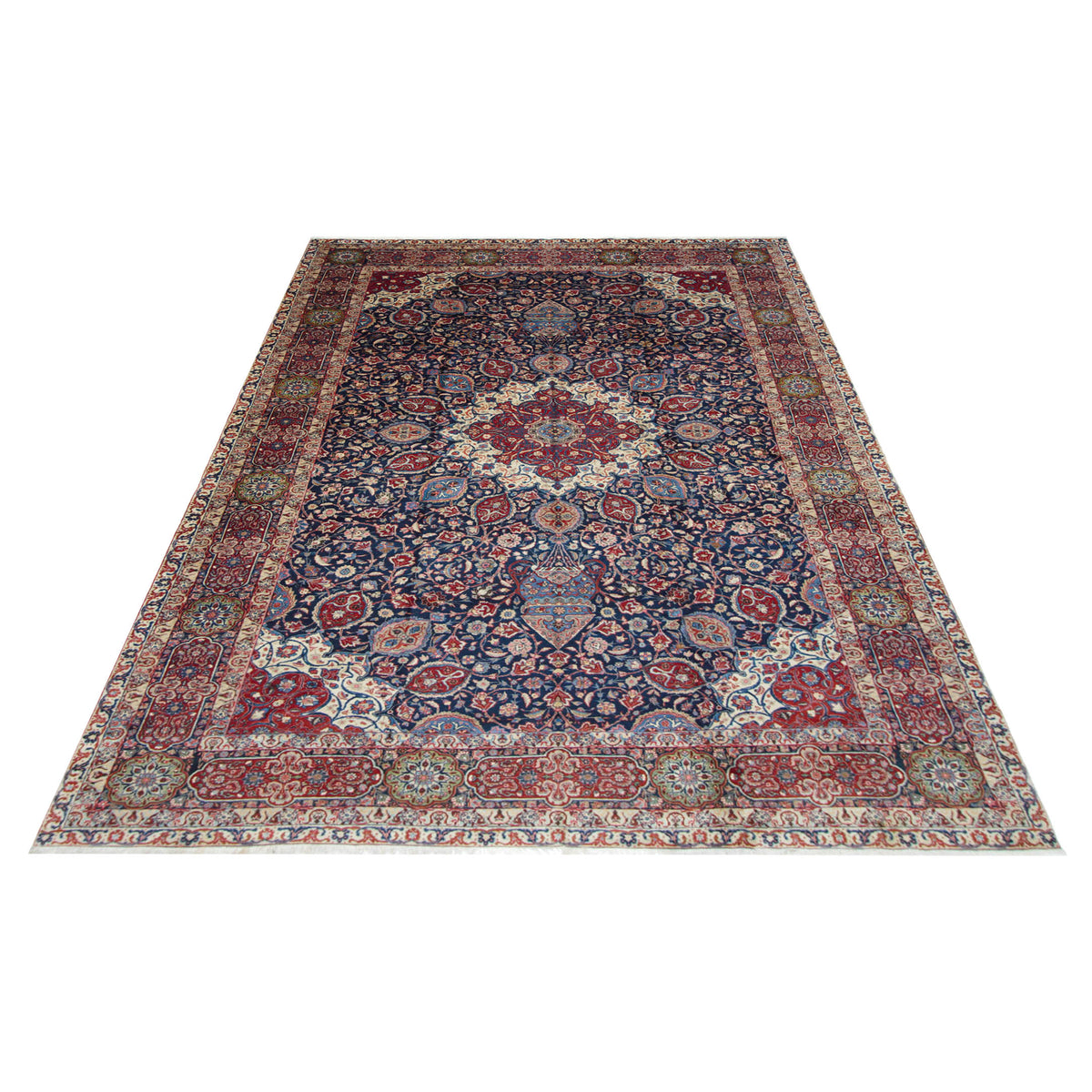 Pacific Tabriz 67315 Navy Ivory Traditional Hand Knotted Rug