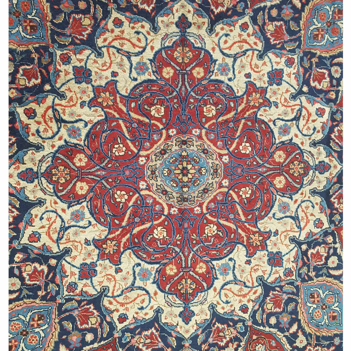 Pacific Tabriz 67315 Navy Ivory Traditional Hand Knotted Rug