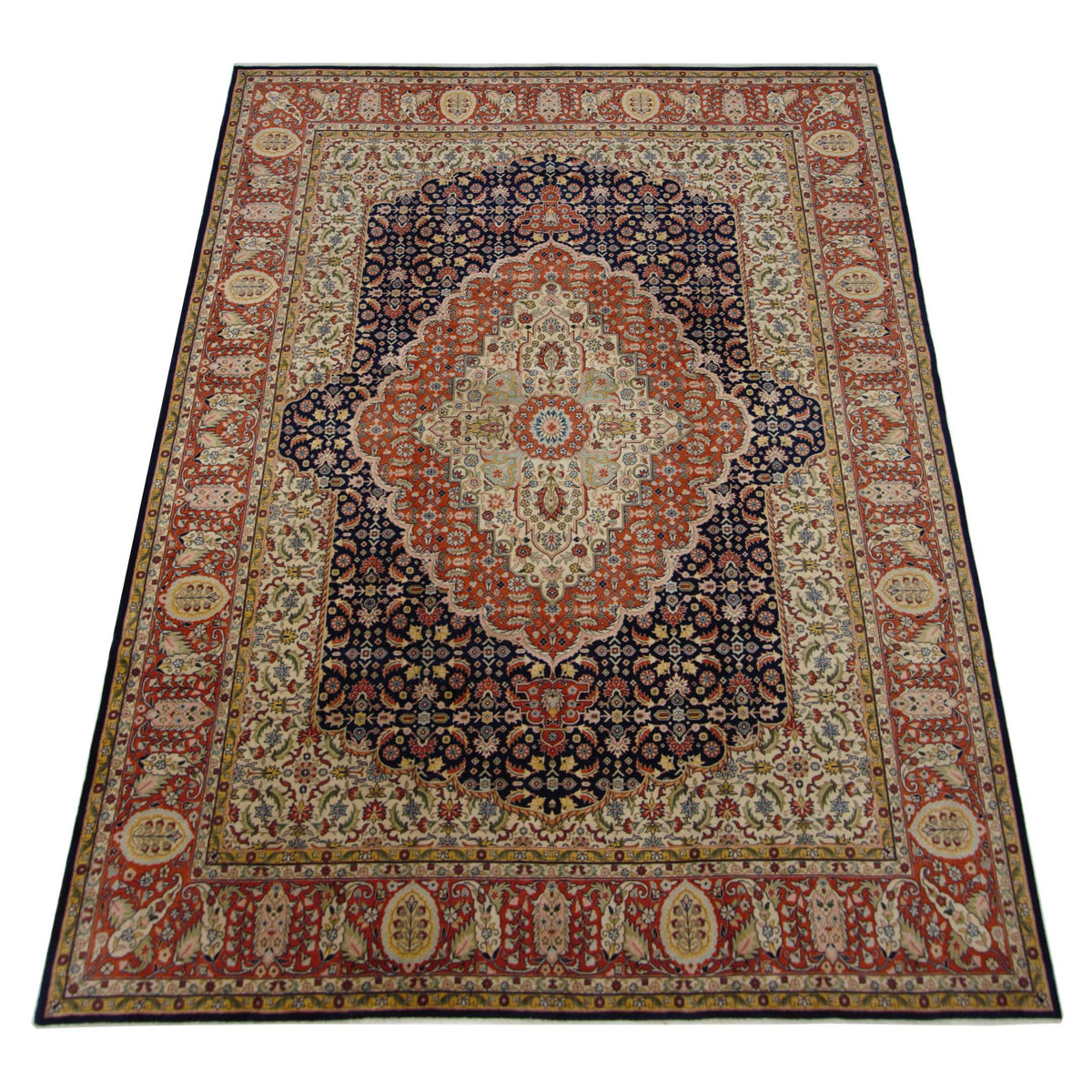 Pacific Tabriz 67321 Navy Orange Traditional Hand Knotted Rug