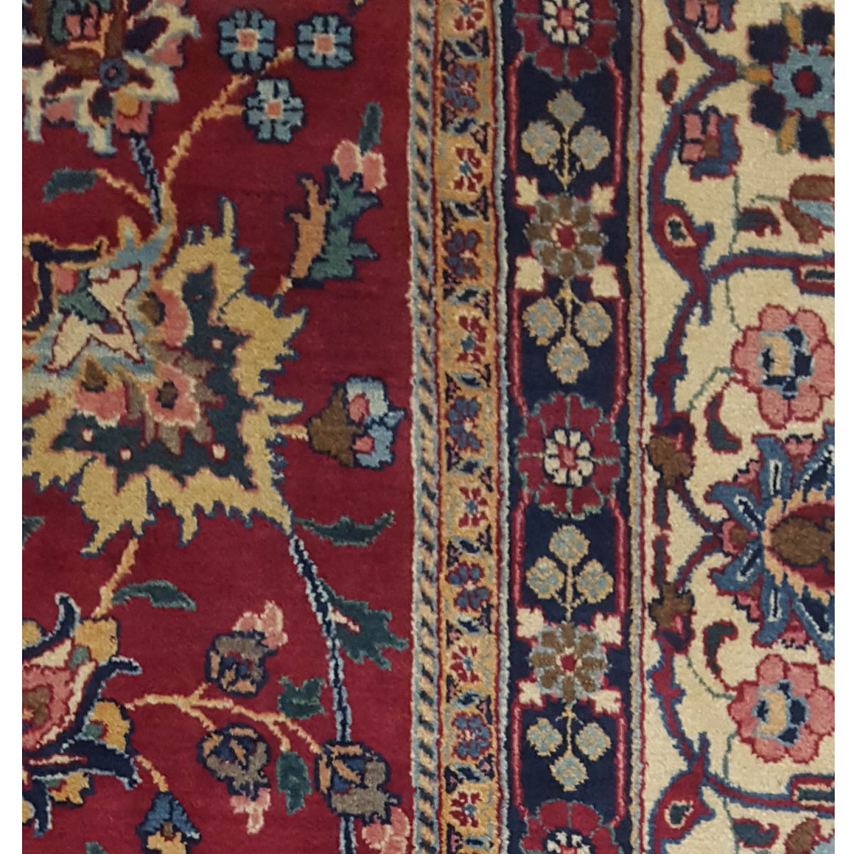 Pacific Mashad 67322 Navy Red Traditional Semi Antique Rug