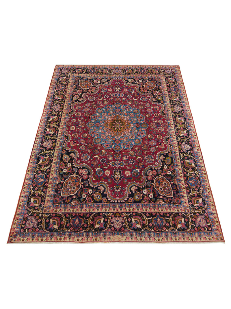 Pacific Mashad 67324 Burgundy Black Traditional Semi Antique Rug