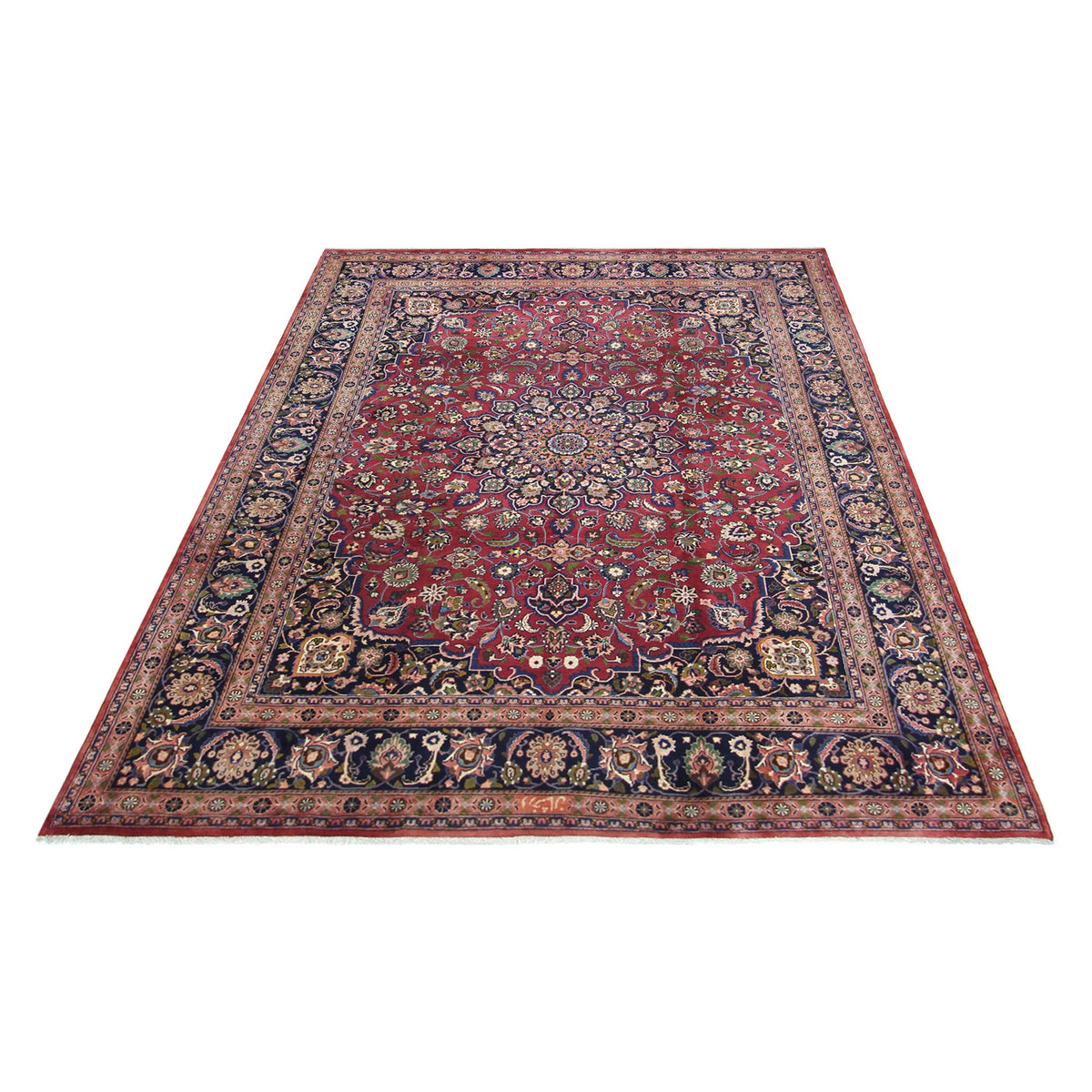 Pacific Mashad 67328 Navy Coral Traditional Semi Antique Rug
