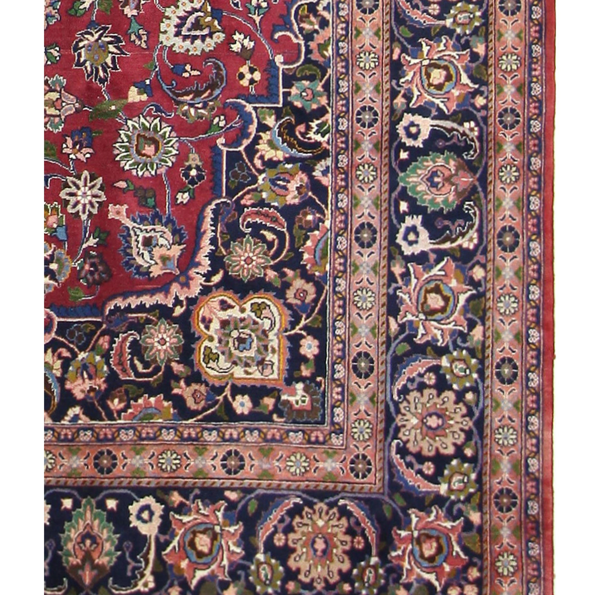 Pacific Mashad 67328 Navy Coral Traditional Semi Antique Rug