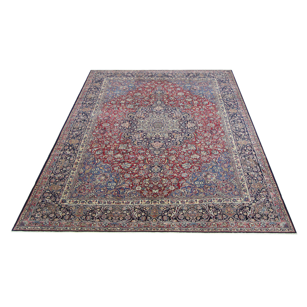 Pacific Kerman 67334 Navy Ivory Traditional Hand Knotted Rug