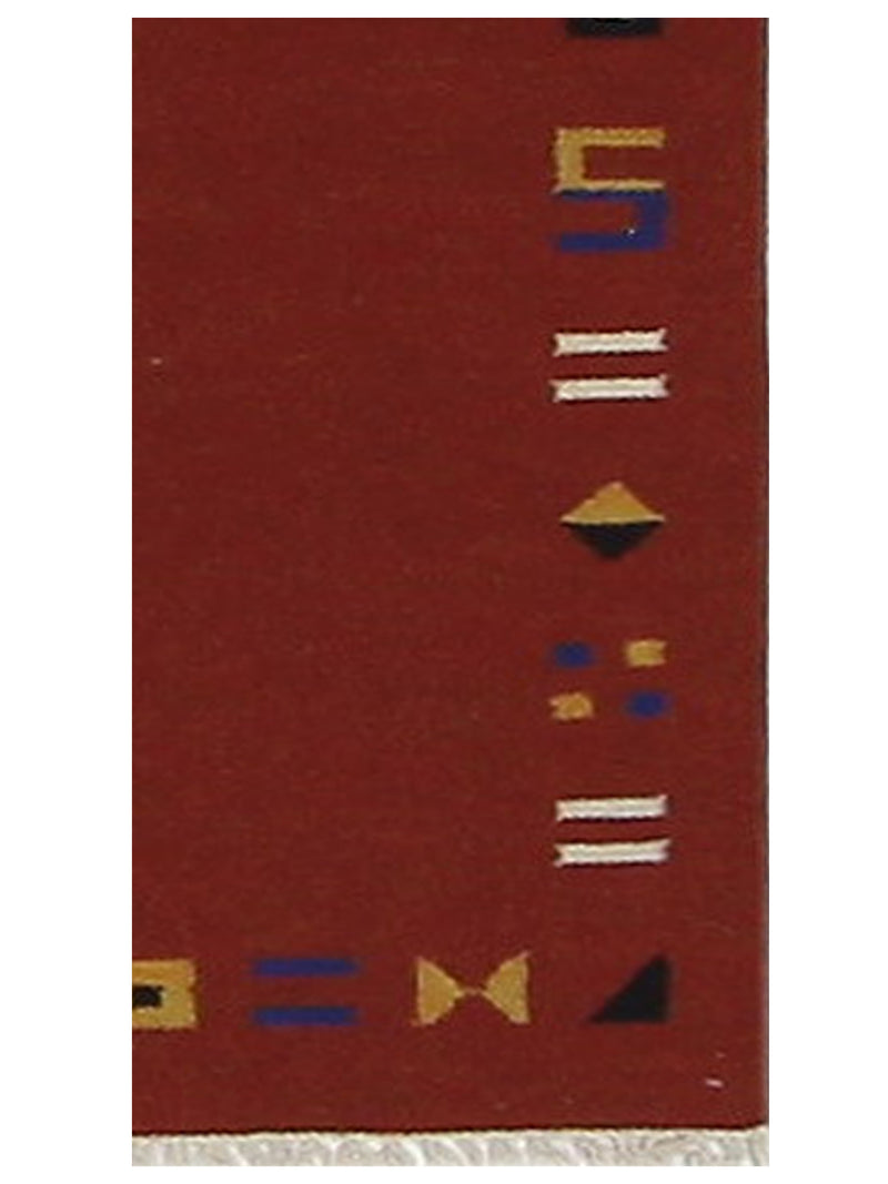 Aura Kilim 67392 Burgundy Burgundy Kilim Hand Woven Rug