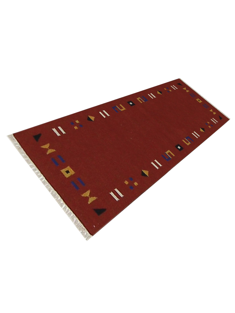 Aura Kilim 67392 Burgundy Burgundy Kilim Hand Woven Rug
