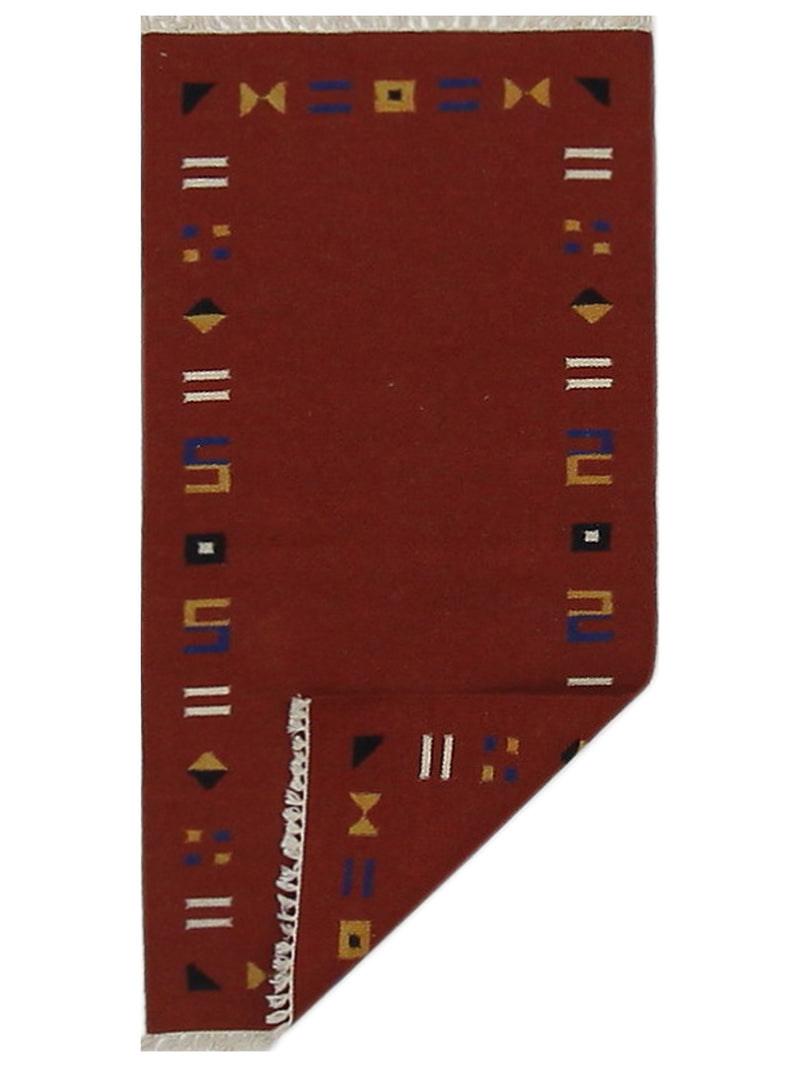 Aura Kilim 67392 Burgundy Burgundy Kilim Hand Woven Rug