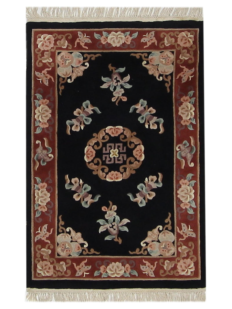 Aira Tufted  Black Red Traditional