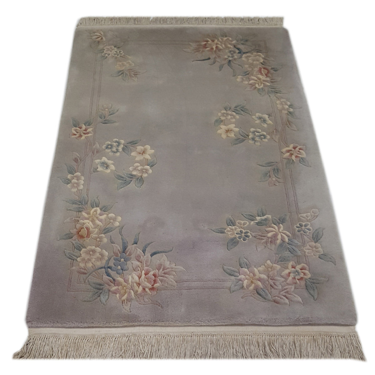 Pacific Tibetan 67394 Grey Lavender Transitional Hand Knotted Rug