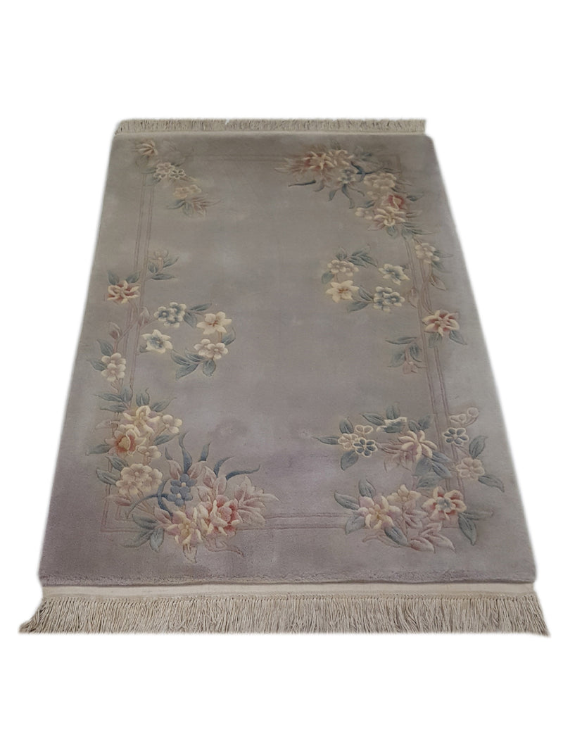 Pacific Tibetan 67394 Grey Lavender Transitional Hand Knotted Rug