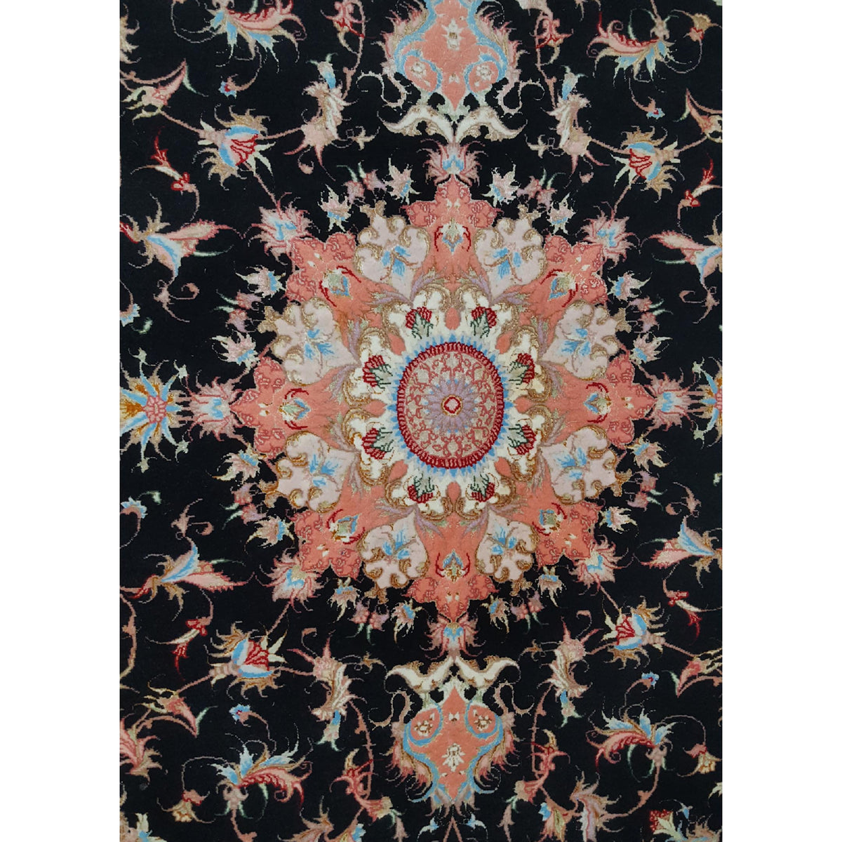 Pacific Fine Tabriz 67434 Black Samen Traditional Hand Knotted Rug