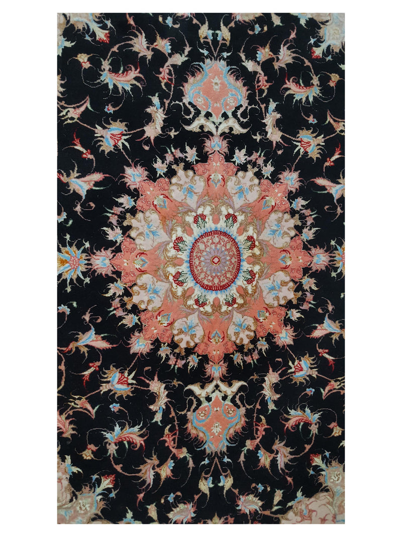 Pacific Fine Tabriz 67434 Black Samen Traditional Hand Knotted Rug