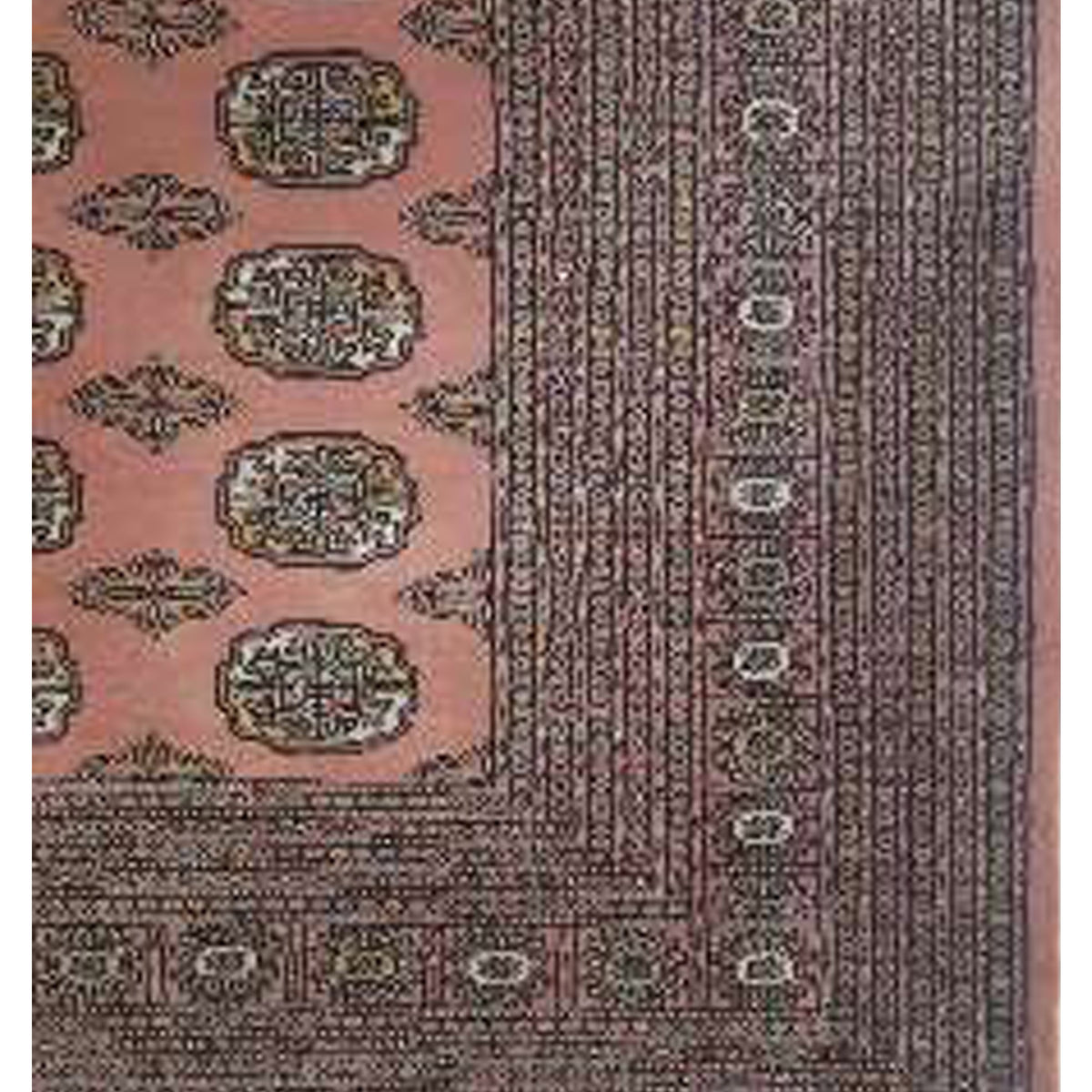 Pacific Bokhara 67506 Pink Brown Traditional Hand Knotted Rug