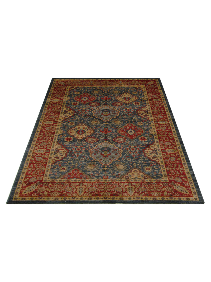 Aura Isle 67609 Blue Red Transitional Power Loom Rug