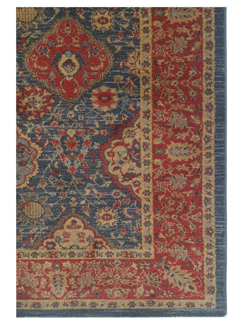 Aura Isle 67609 Blue Red Transitional Power Loom Rug