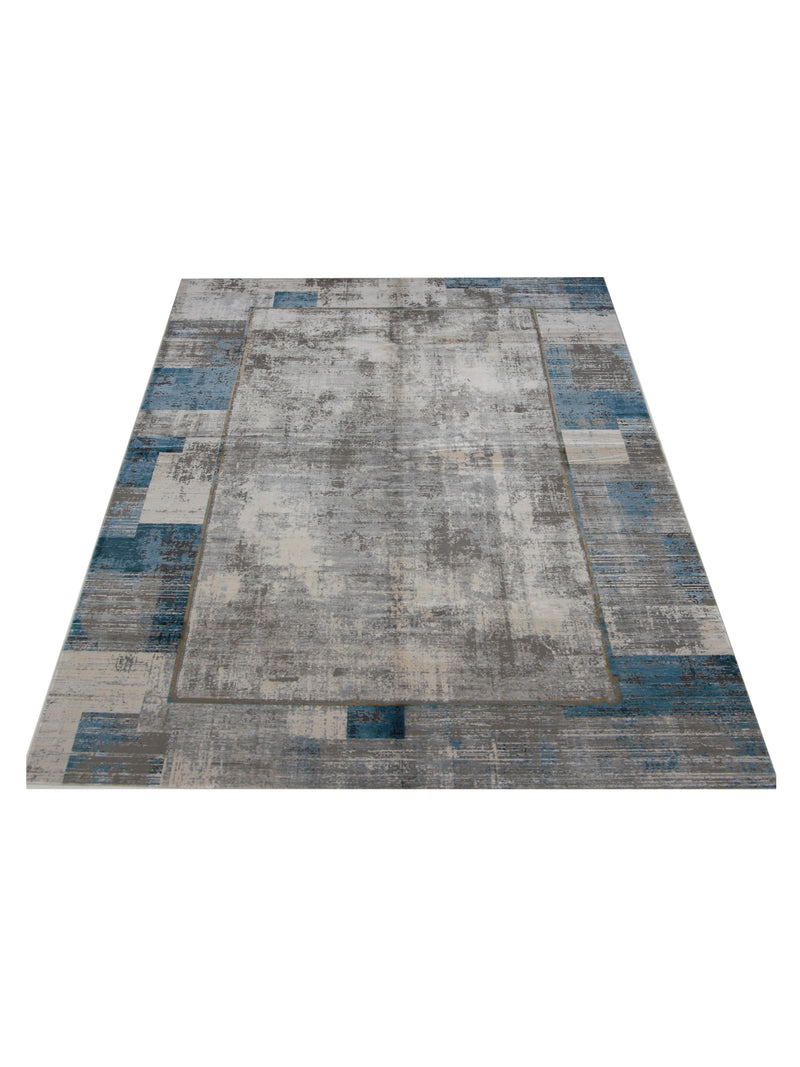 Pacific Ibiza 67659 Ivory Teal Modern Power Loom Rug