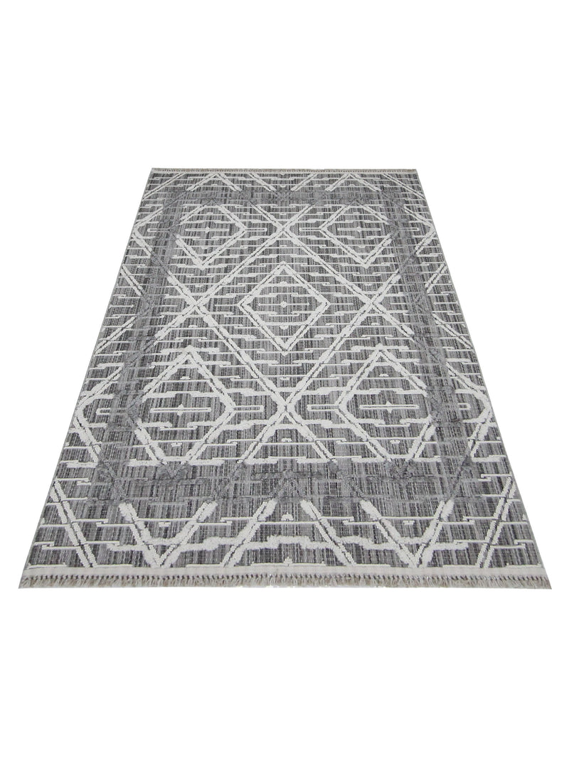 Pacific Aero 69738 Ivory Grey Modern Power Loom Rug
