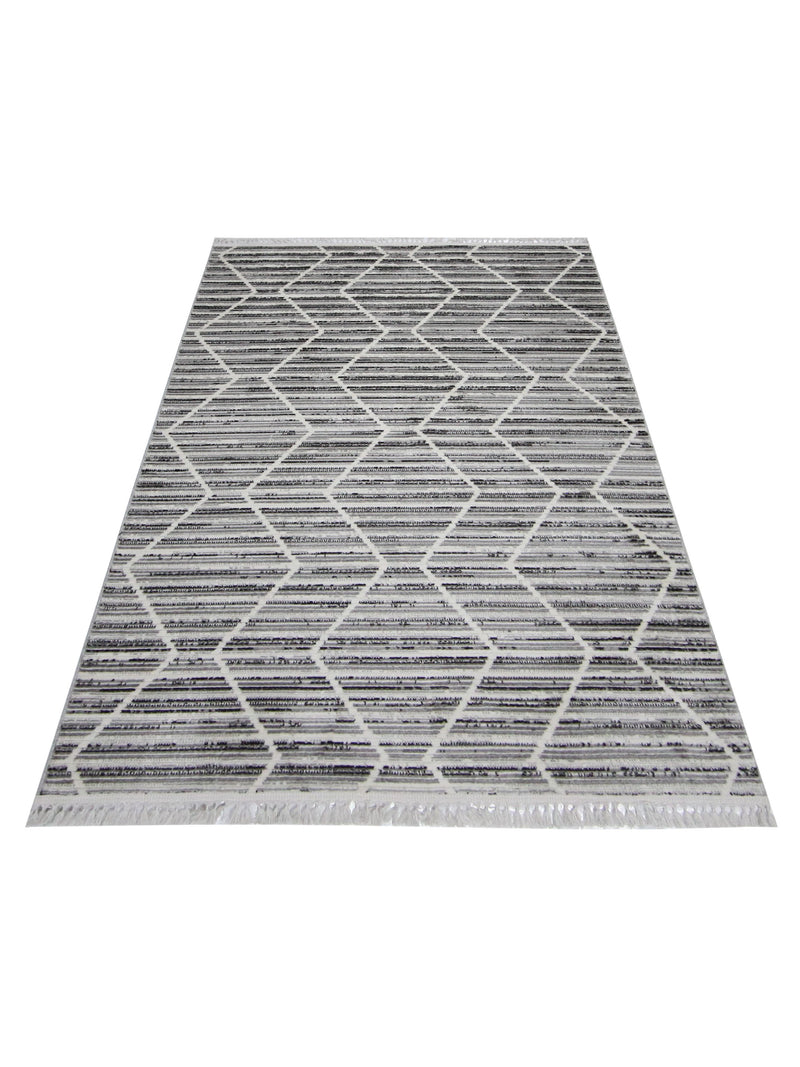 Pacific Aero 69739 Ivory Grey Modern Power Loom Rug