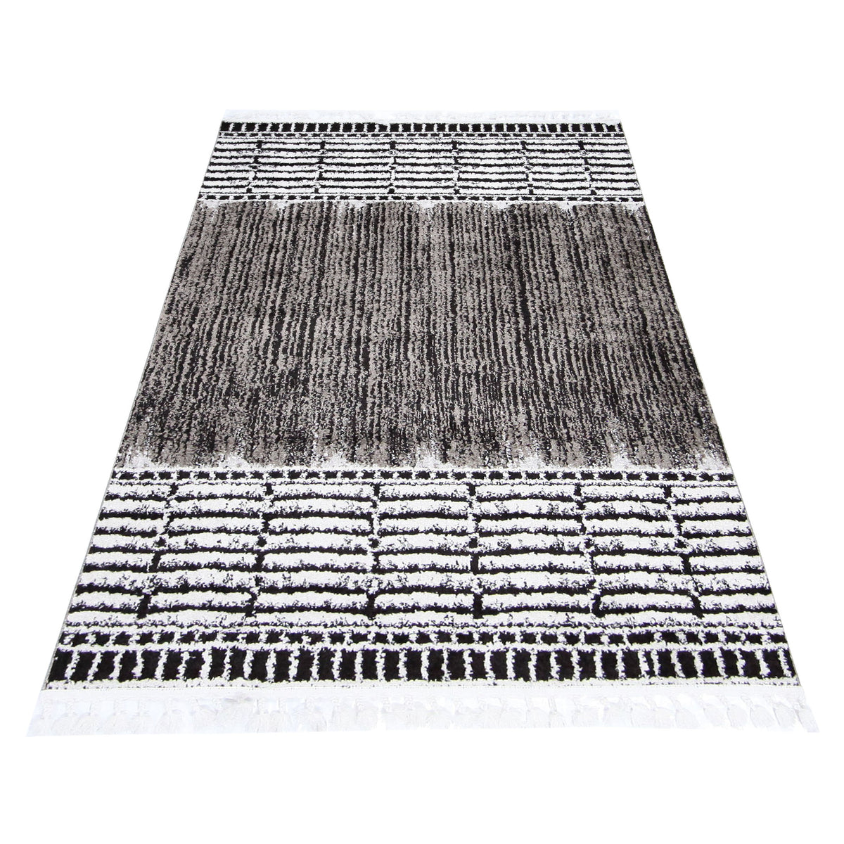 Pacific Aero 69741 Black White Modern Power Loom Rug