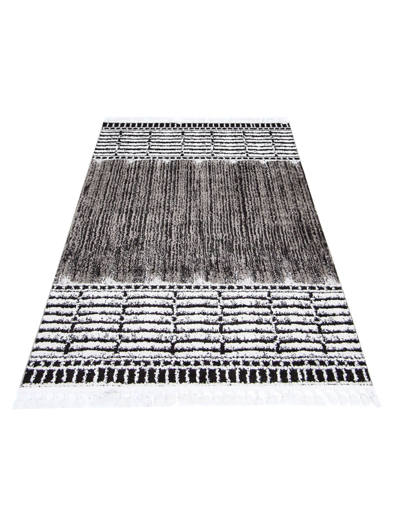 Pacific Aero 69741 Black White Modern Power Loom Rug