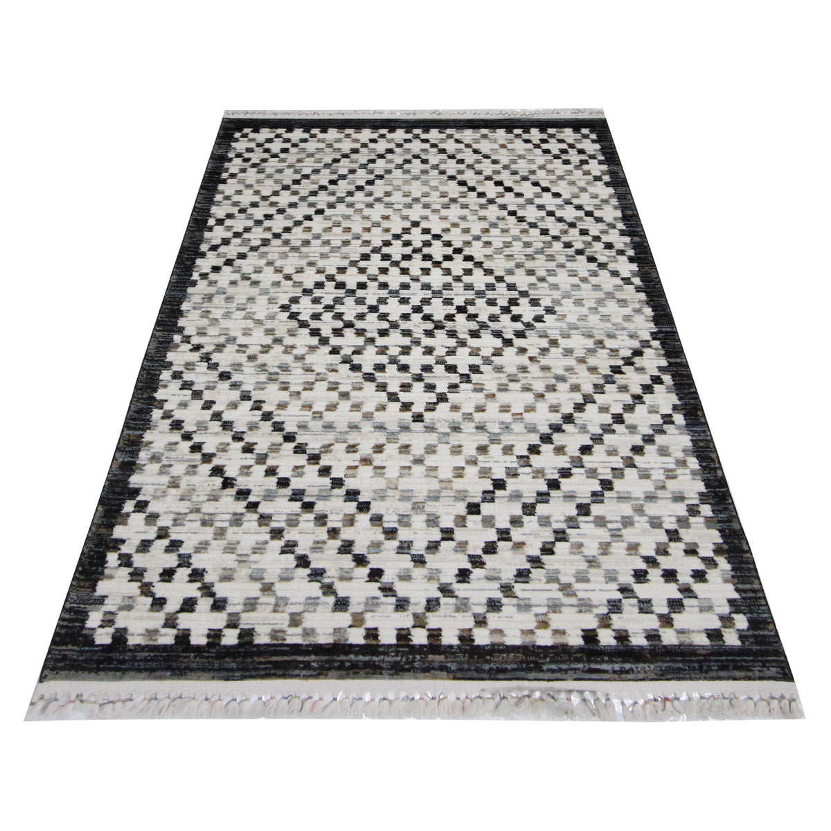 Pacific Aero 69742 Ivory Black Modern Power Loom Rug