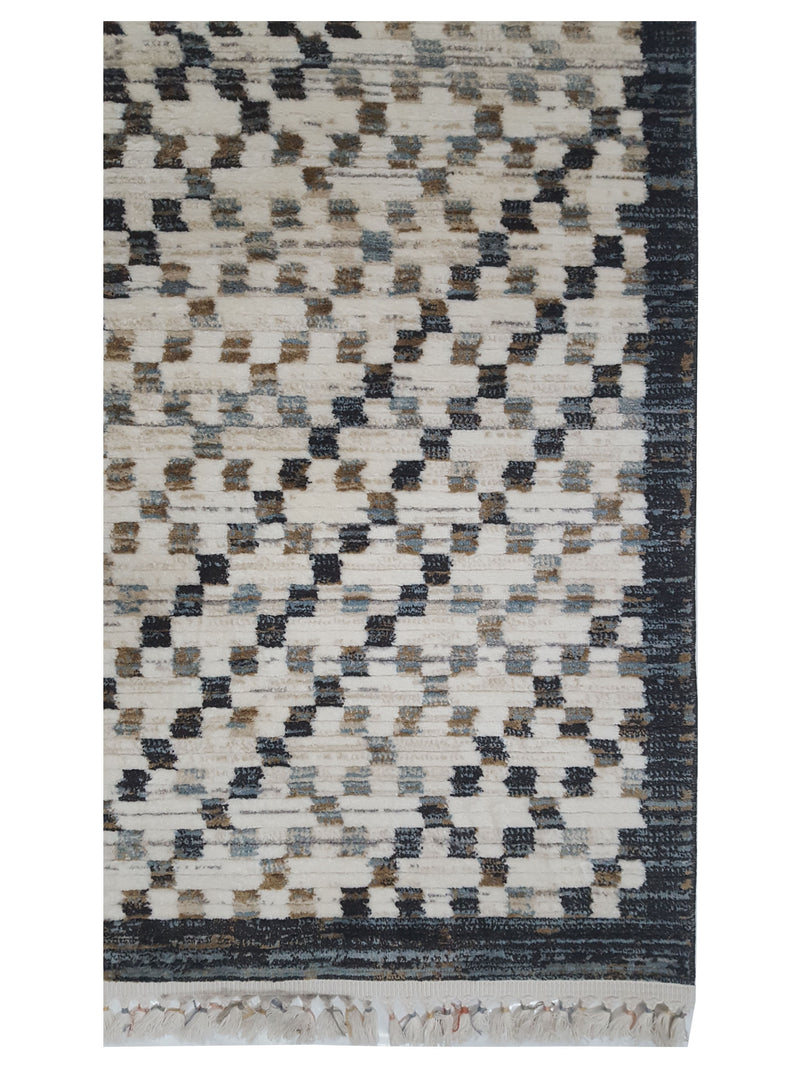 Pacific Aero 69742 Ivory Black Modern Power Loom Rug
