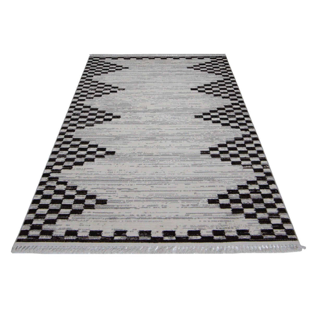 Pacific Aero 69743 Black Ivory Modern Power Loom Rug
