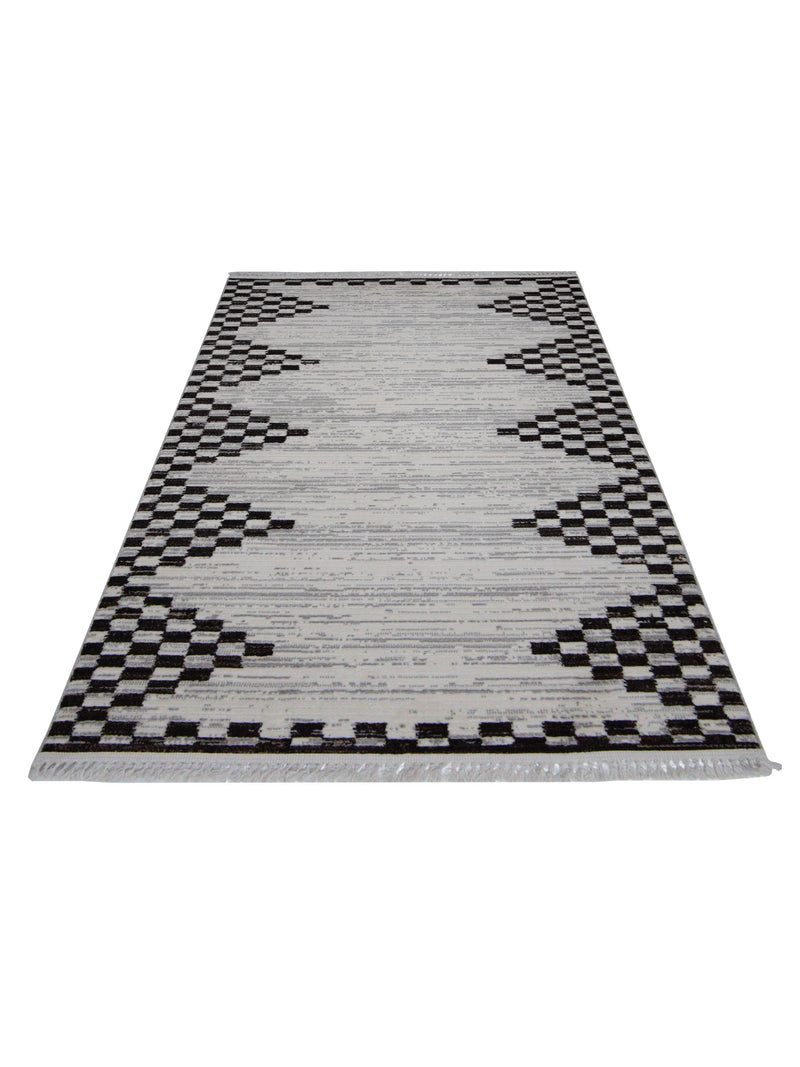 Pacific Aero 69743 Black Ivory Modern Power Loom Rug