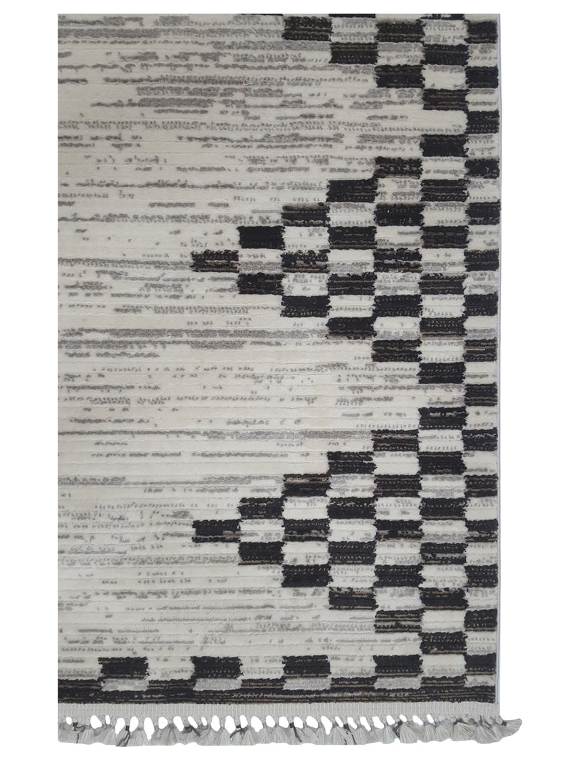Pacific Aero 69743 Black Ivory Modern Power Loom Rug