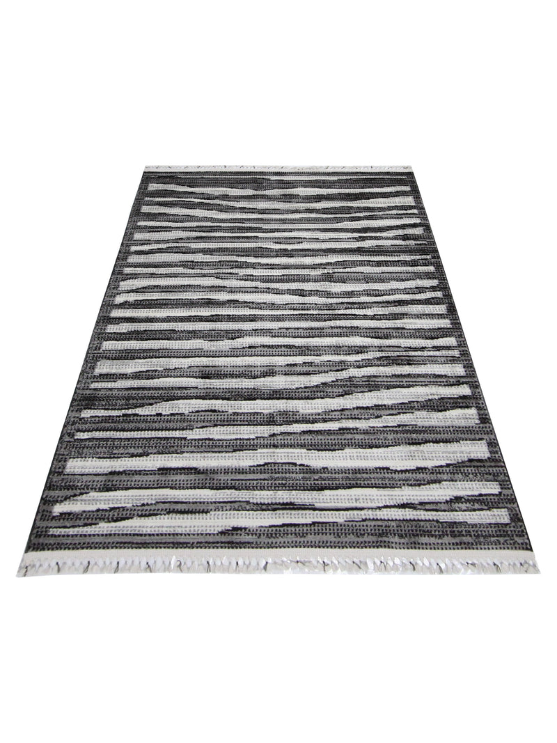 Pacific Aero 69754 Black Ivory Modern Power Loom Rug
