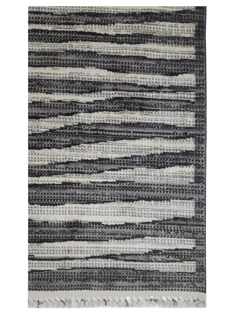 Pacific Aero 69754 Black Ivory Modern Power Loom Rug