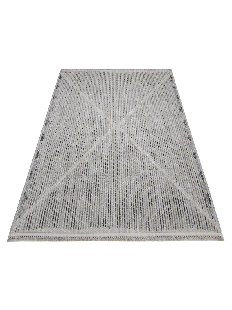 Pacific Aero 69756 Ivory Grey Modern Power Loom Rug