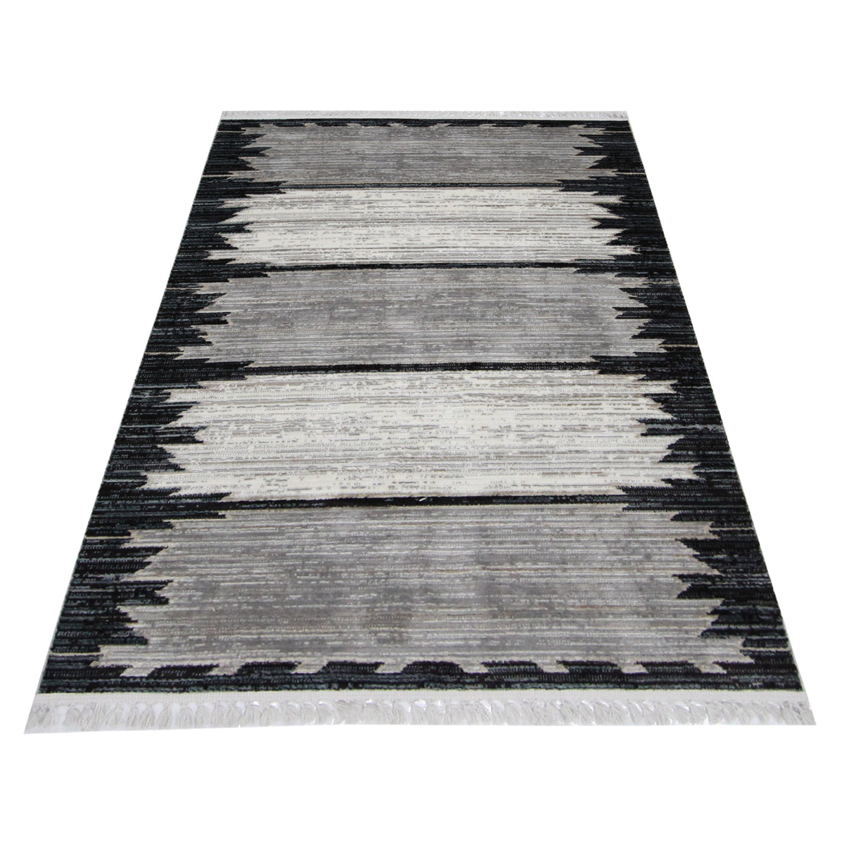 Pacific Aero 69759 Ivory Black Modern Power Loom Rug