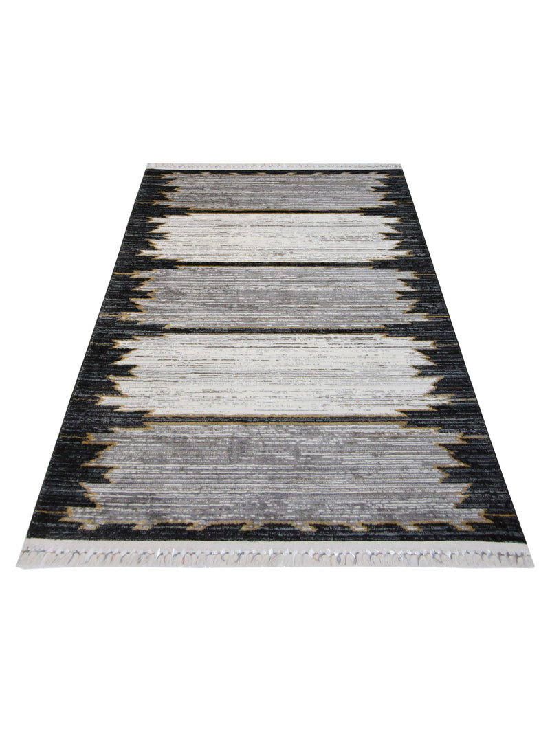 Pacific Aero 69760 Ivory Black Modern Power Loom Rug