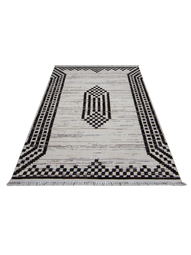 Pacific Aero 69768 Black Ivory Modern Power Loom Rug