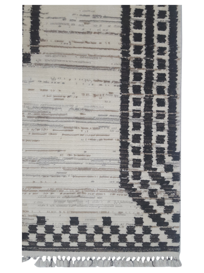 Pacific Aero 69768 Black Ivory Modern Power Loom Rug