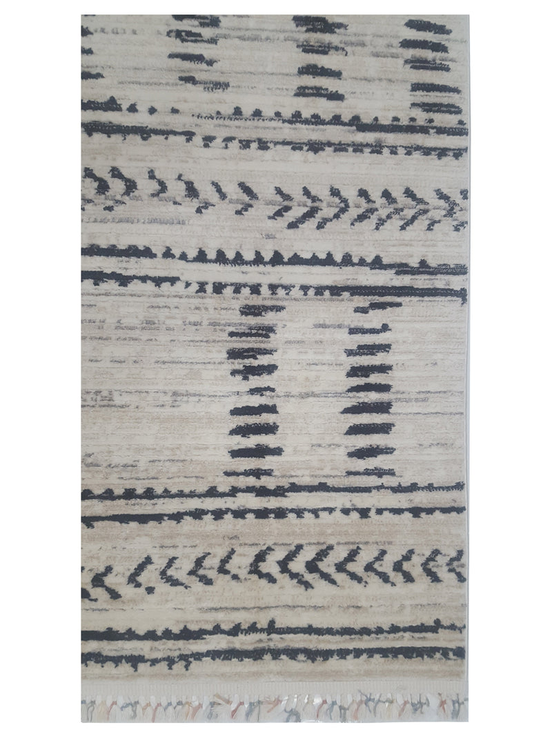 Pacific Aero 69776 Beige Black Modern Power Loom Rug
