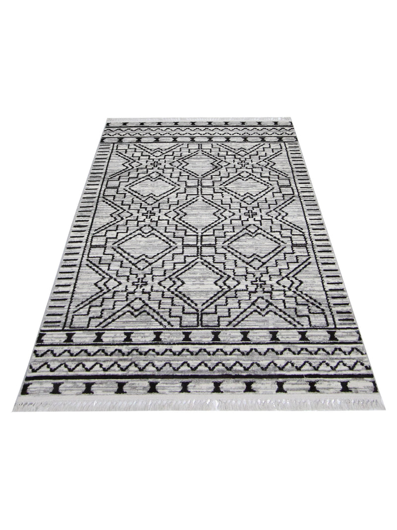 Pacific Aero 69778 Black Ivory Modern Power Loom Rug