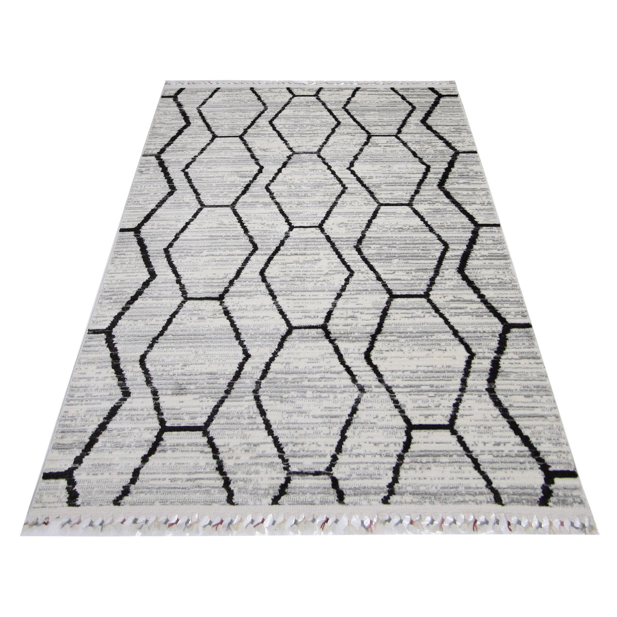 Pacific Aero 69782 Ivory Grey Modern Power Loom Rug