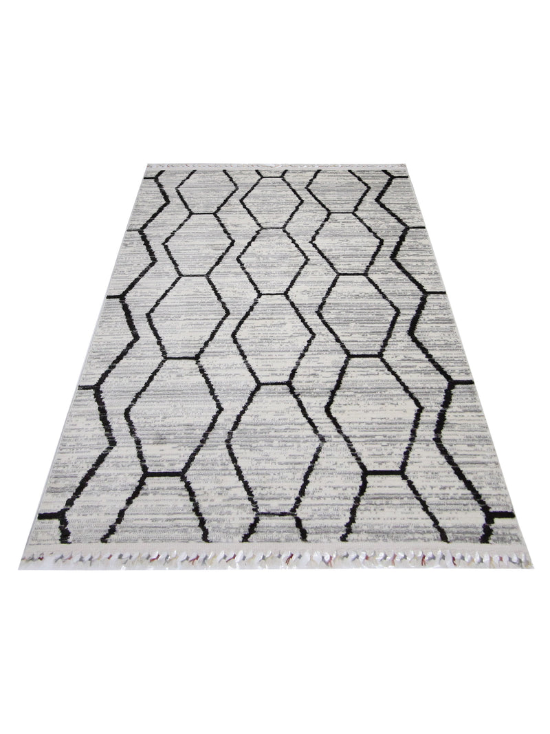 Pacific Aero 69782 Ivory Grey Modern Power Loom Rug