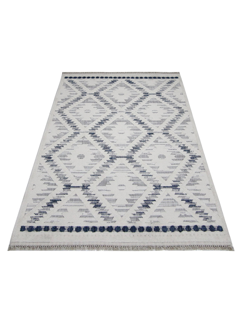 Pacific Aero 69787 Ivory Blue Modern Power Loom Rug