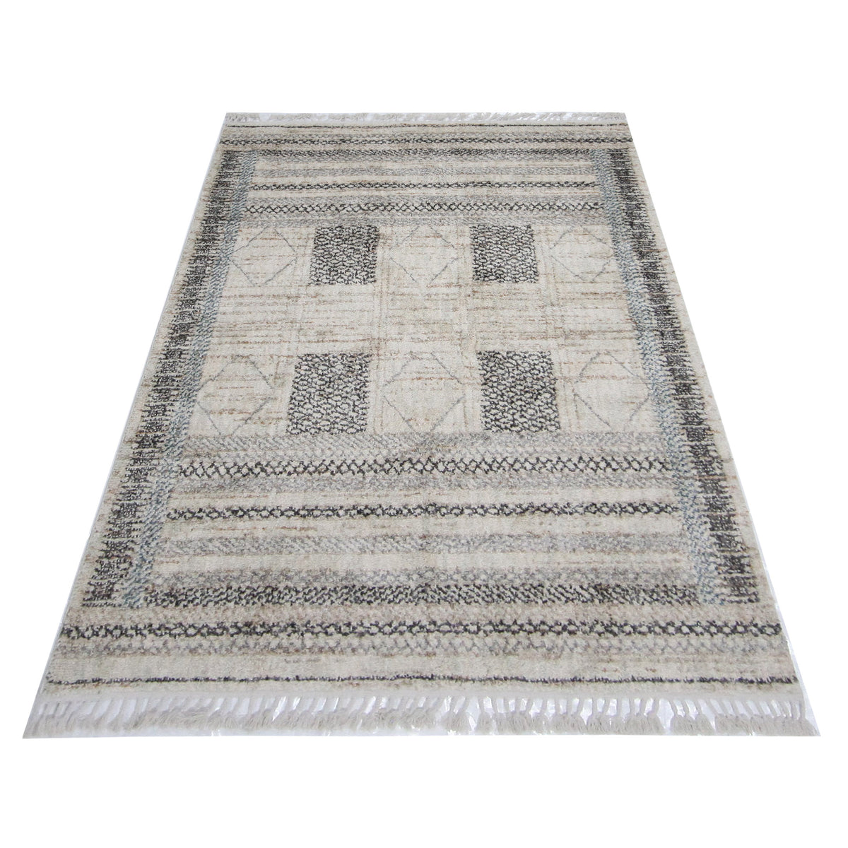 Pacific Aero 69789 Ivory Grey Modern Power Loom Rug