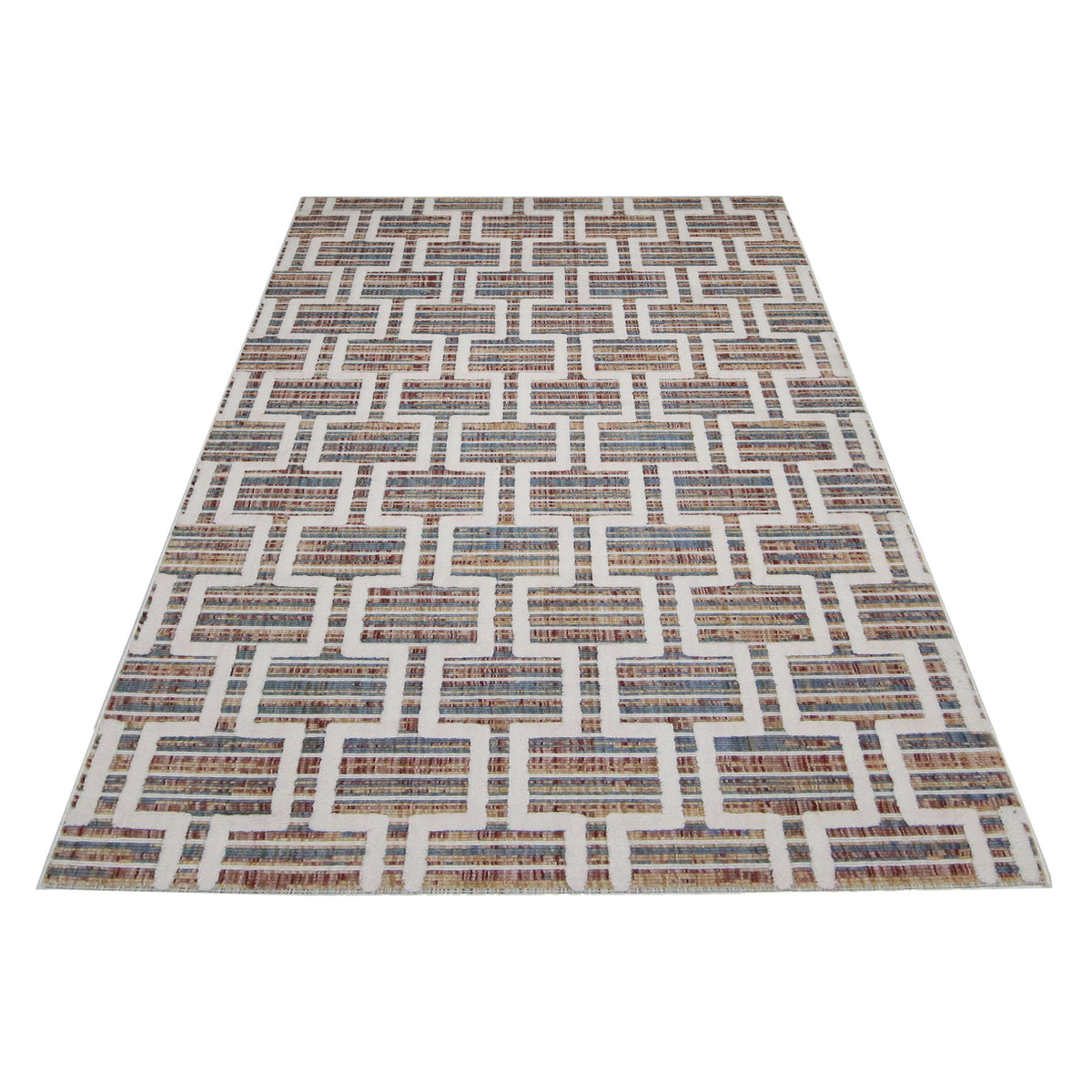 Pacific Aero 69825 Beige Multi Modern Power Loom Rug
