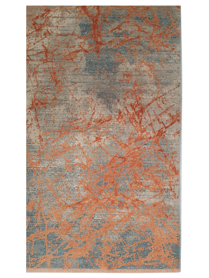 Pacific Ibiza 73274 Orange Grey Modern Power Loom Rug